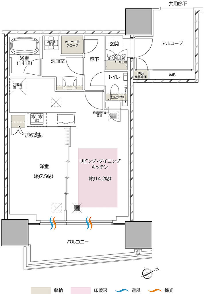 エスコンフィールドタワー 間取り S