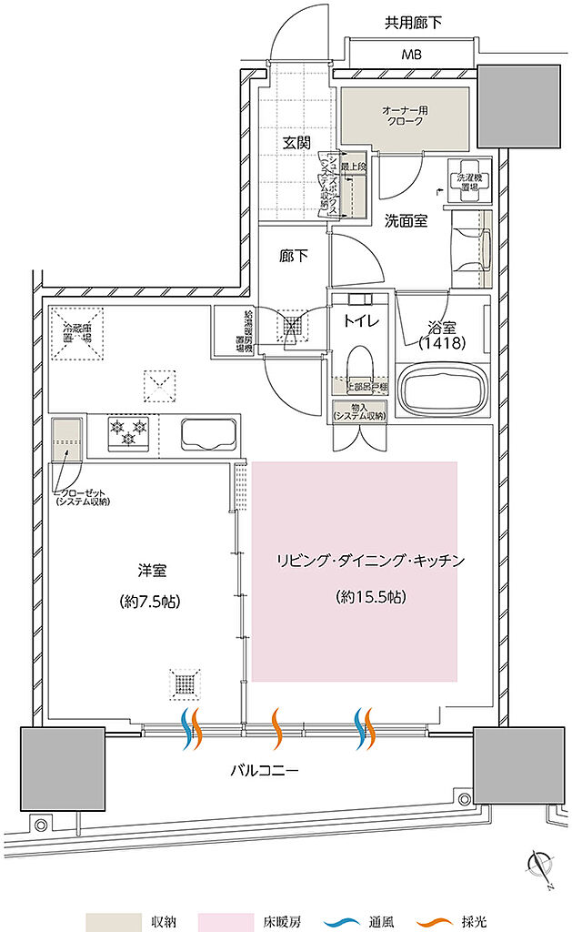 エスコンフィールドタワー 間取り L