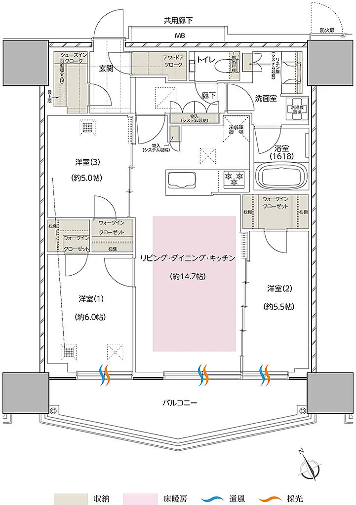 エスコンフィールドタワー 間取り A'