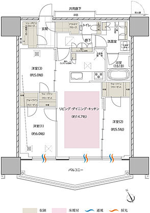 エスコンフィールドタワー 間取り A'