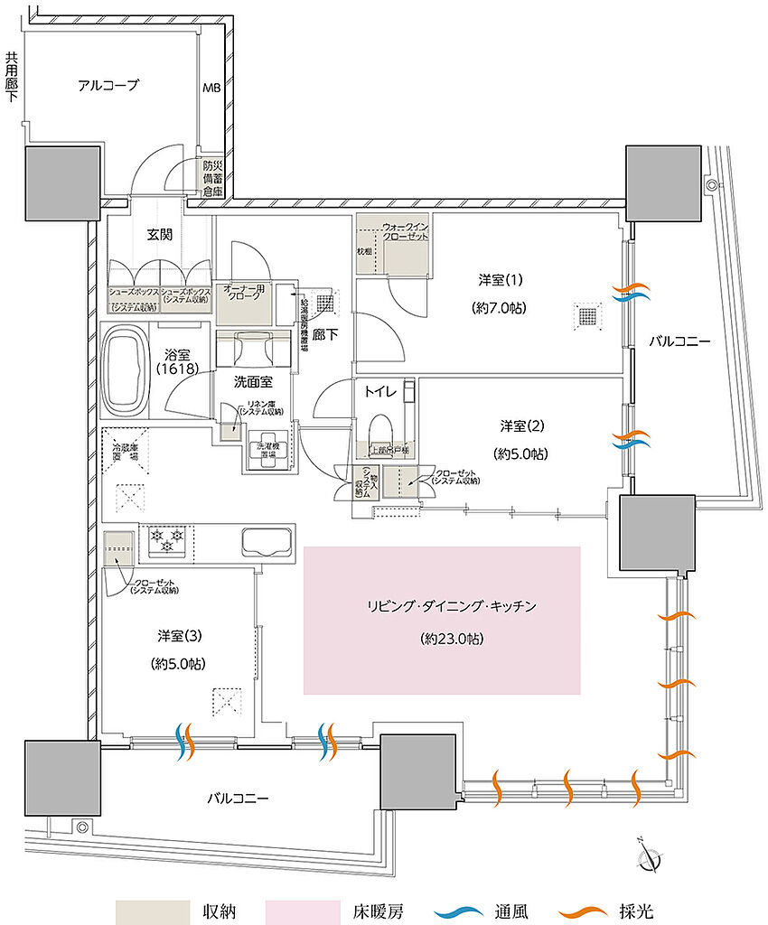 エスコンフィールドタワー 間取り Q