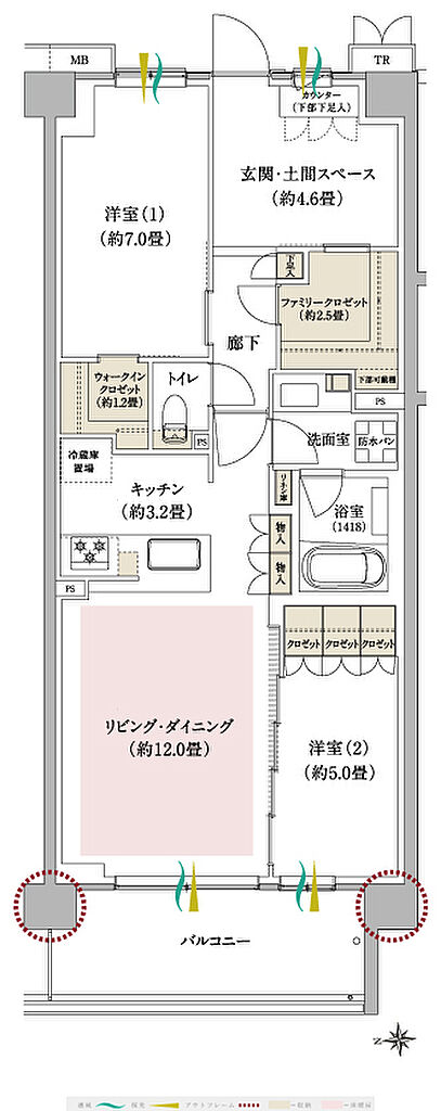 ブランシエラ武蔵中原 間取り F（2～5階）