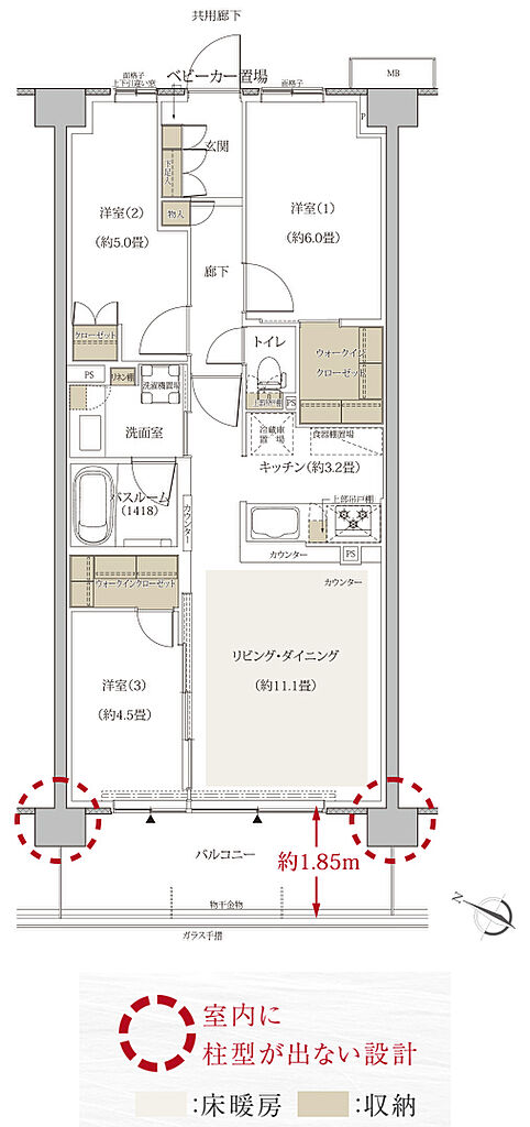 フルライフプロジェクト（フェルモ豊田） 間取り K4