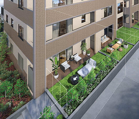 シンビエンス世田谷尾山台 TERRACE & GARDEN<br />
【テラス+専用庭】<br />
