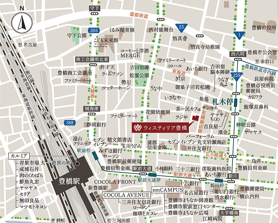 ウィスティリア豊橋：案内図