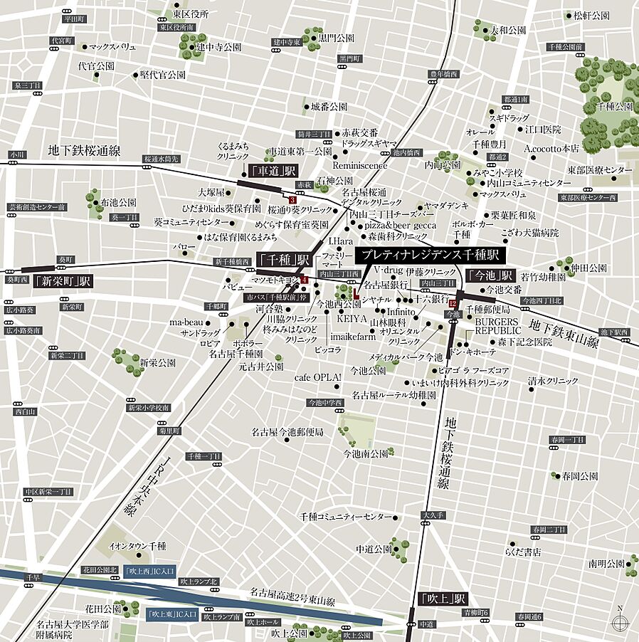 プレティナレジデンス千種駅：案内図