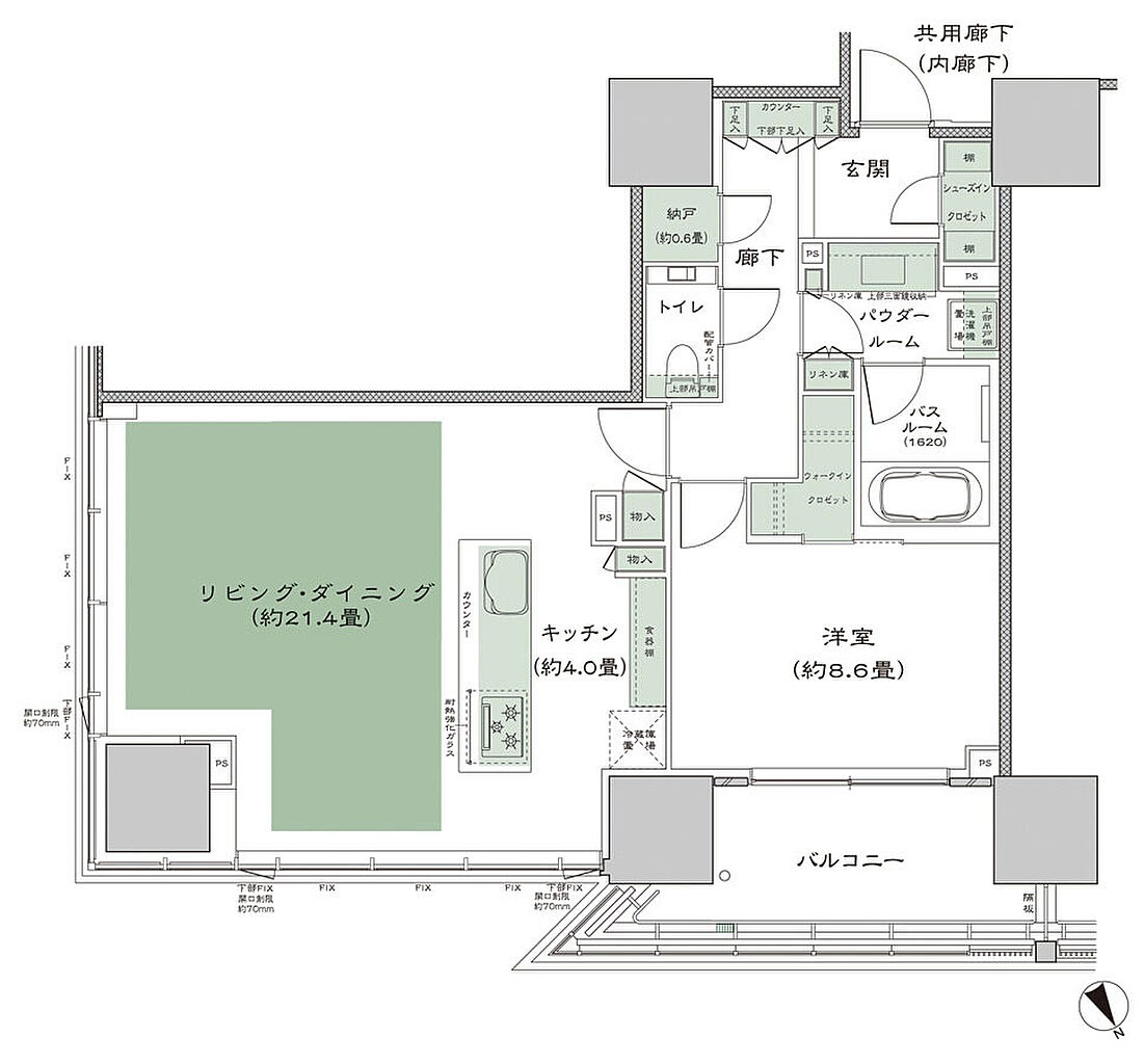 グランドヒルズ恵比寿 間取り 80F'tr-4