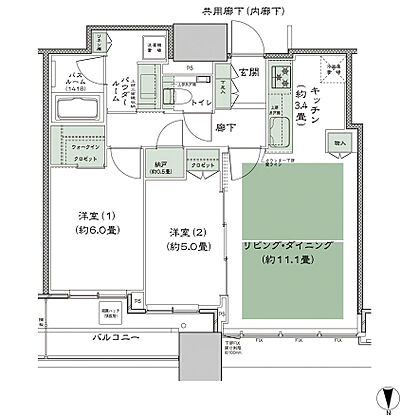 シティタワー大阪本町 間取り N-60C
