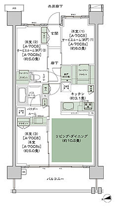 シティハウス小金井公園 間取り A-70C8s