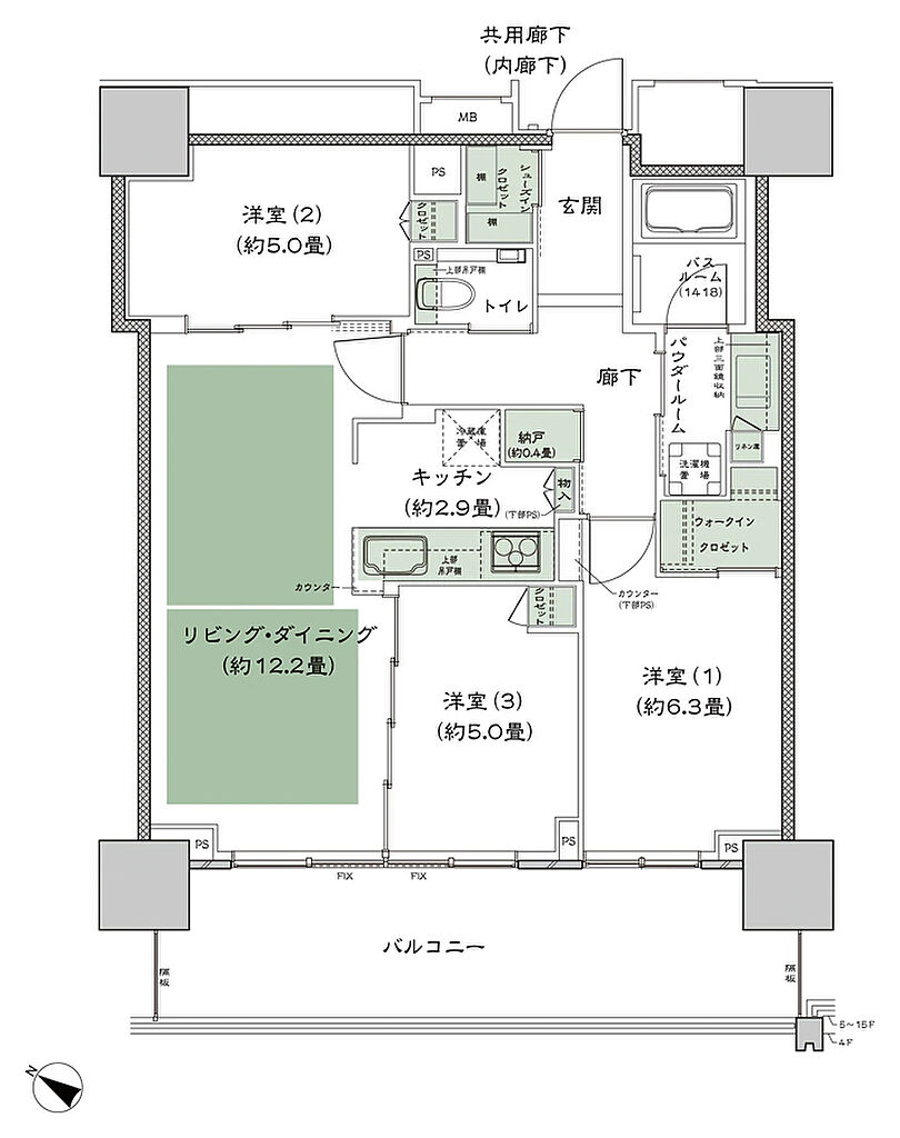 ベイシティタワーズ神戸 WEST 間取り W-70E