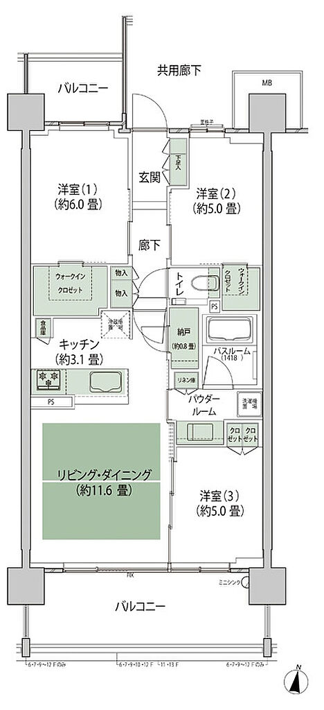 シティテラス上杉 間取り B2