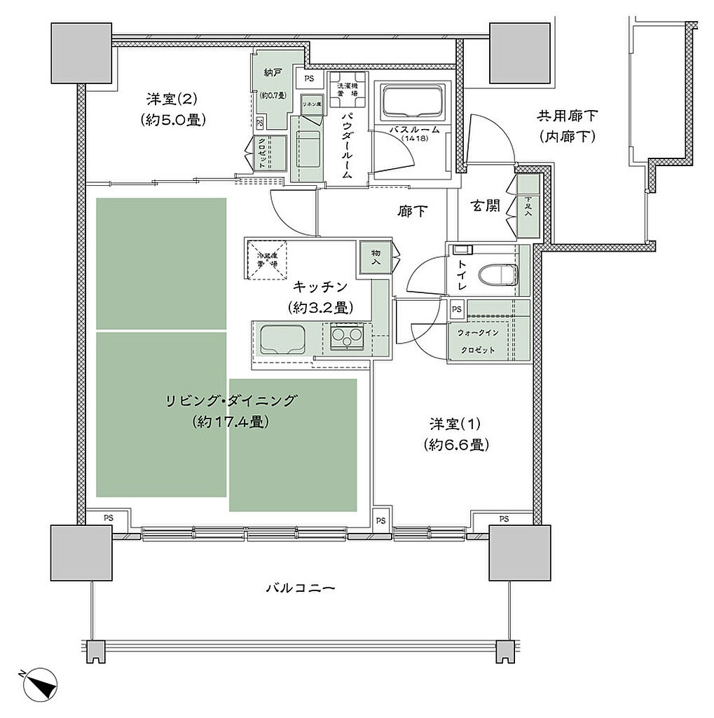 ベイシティタワーズ神戸 EAST 間取り E-70I-2(EV) 