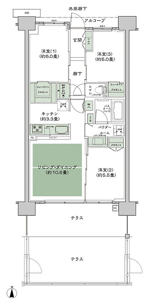 シティテラス若江岩田 間取り B-D1t-標準