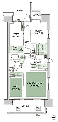 シティハウス八千代緑が丘 間取り C-A'1