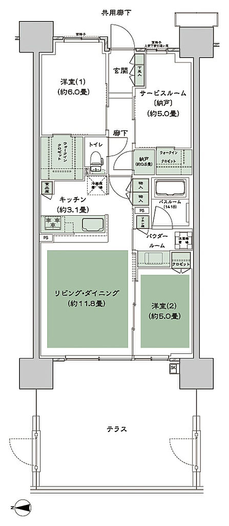 シティハウス八千代緑が丘 間取り C-B5t