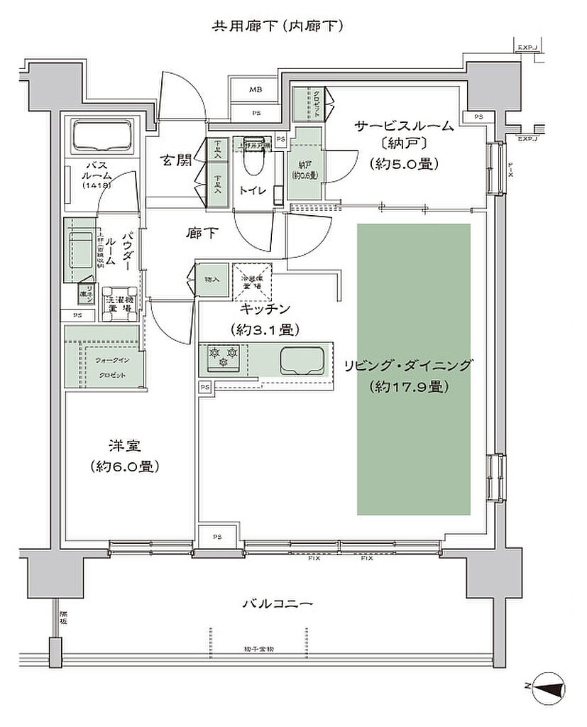 シティテラス宮ケ丘 間取り C2_LD拡大