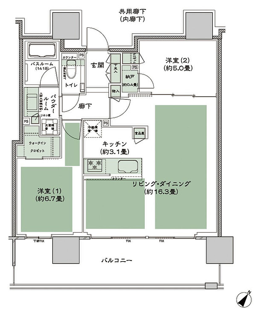 シティタワー千住大橋 間取り E_LD拡大