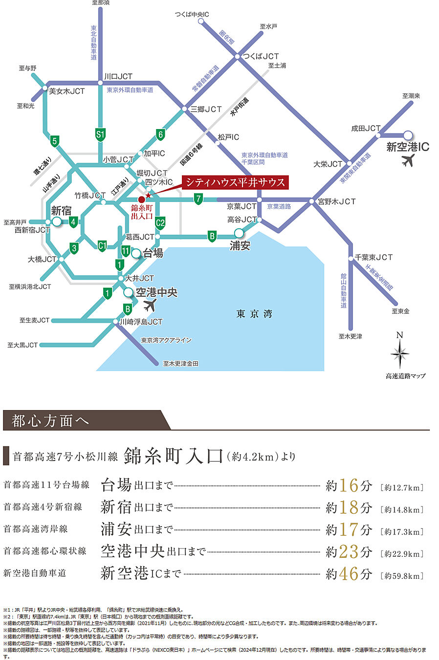 シティハウス平井サウス：交通図
