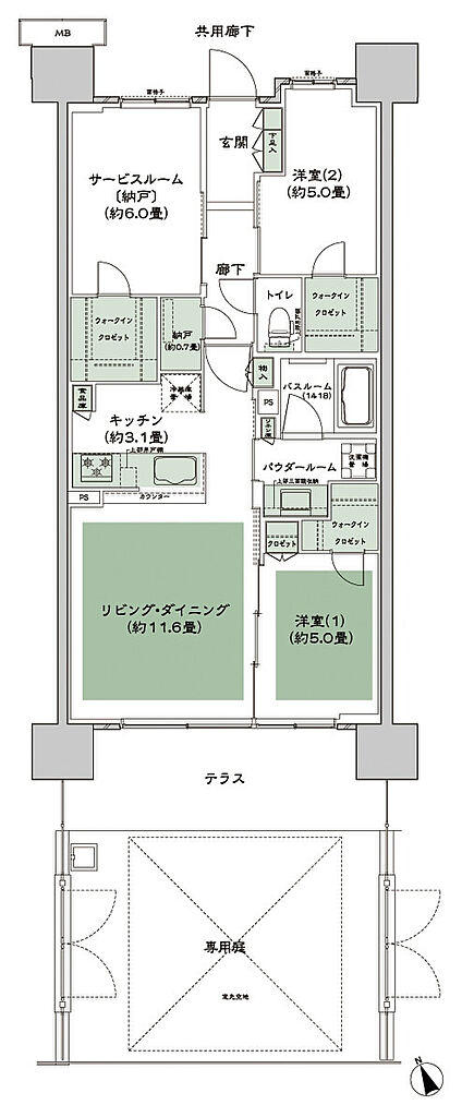 シティテラス多摩川 間取り C-B3ag