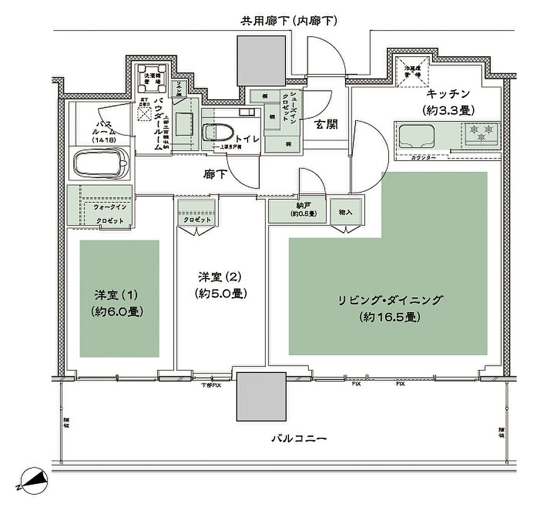 グランドシティタワー池袋 間取り NW-70F-LD拡大