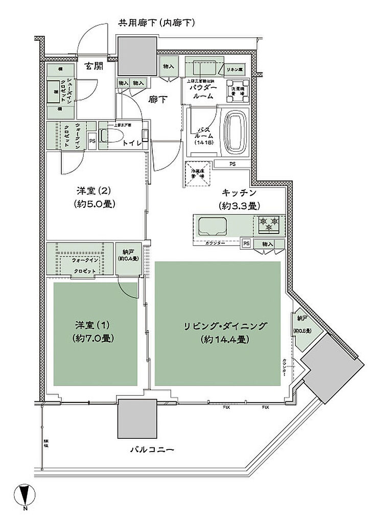 グランドシティタワー月島 間取り N-70Ctr 標準