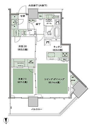 グランドシティタワー月島 間取り N-70Ctr 標準
