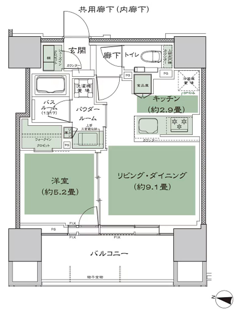 シティタワー札幌ザ・レジデンス 間取り I（3-7F） 