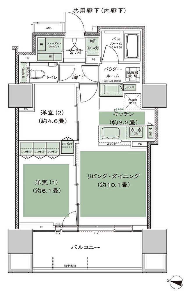 シティタワー札幌ザ・レジデンス 間取り H（3-7F）