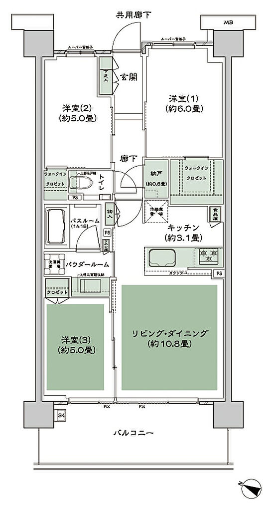 シティテラス登戸 間取り B2(B3) 