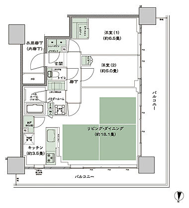 シティタワー古川橋 間取り A-2