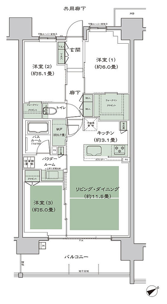 シティタワー名古屋東別院 間取り B'b3