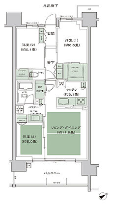 シティタワー名古屋東別院 間取り B'b3