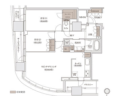 ブランズタワー大阪梅田 間取り Q