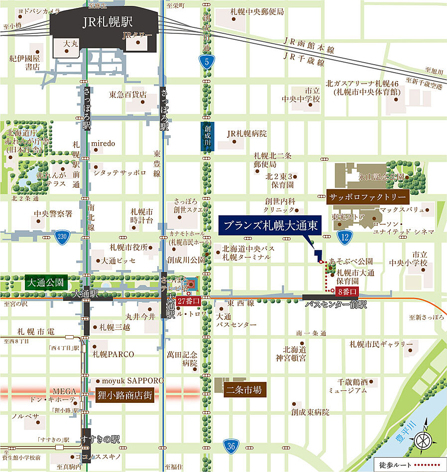 ブランズ札幌大通東：案内図