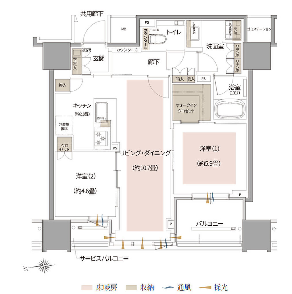 Brillia Tower 北浜 間取り G2【セレクトプラン3】