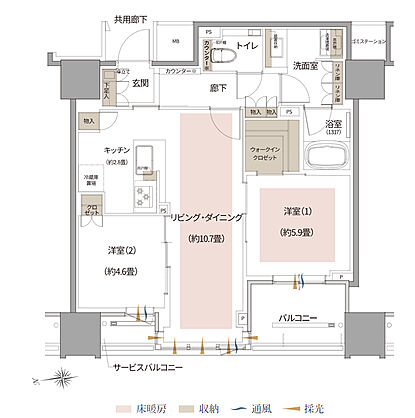 Brillia Tower 北浜 間取り G2【セレクトプラン3】