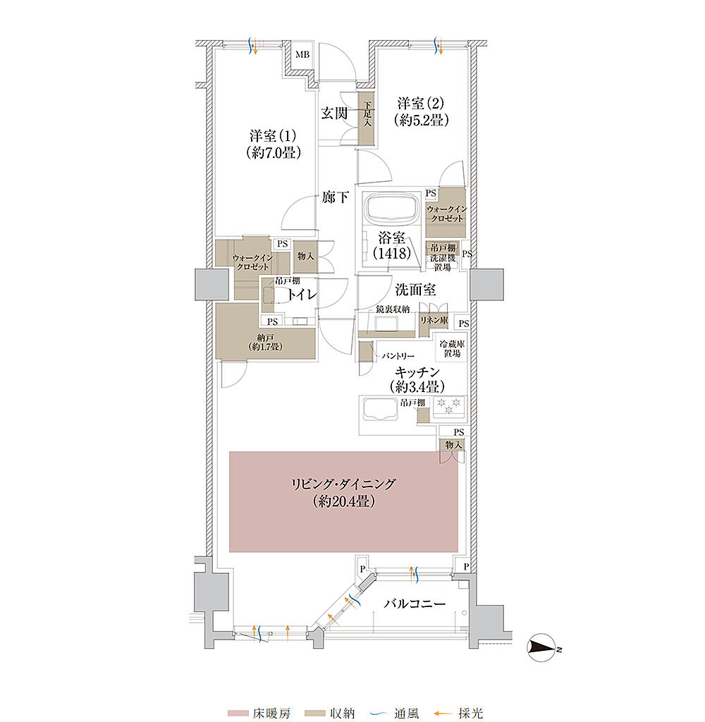 Brillia 京都北山 The Residence 間取り B2【セレクトプラン1】