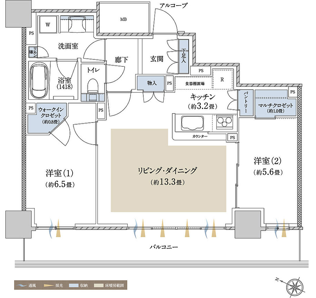 パークホームズ仙台中央 間取り E