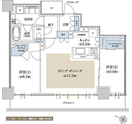 パークホームズ仙台中央 間取り E