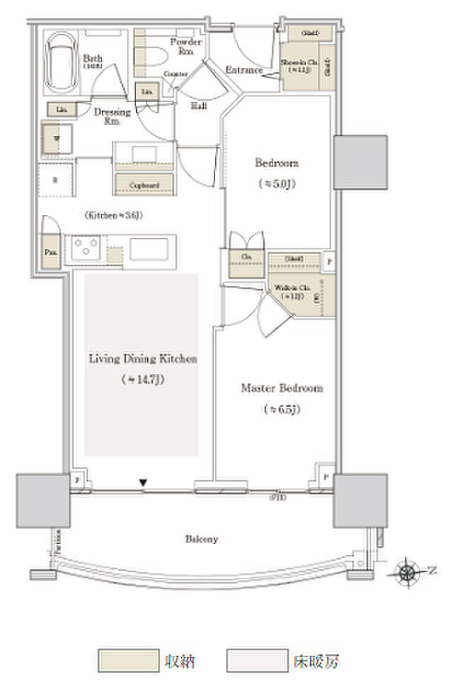 ＴＨＥ　ＴＯＹＯＭＩ　ＴＯＷＥＲ　ＭＡＲＩＮＥ＆ＳＫＹ 間取り E-61Be
