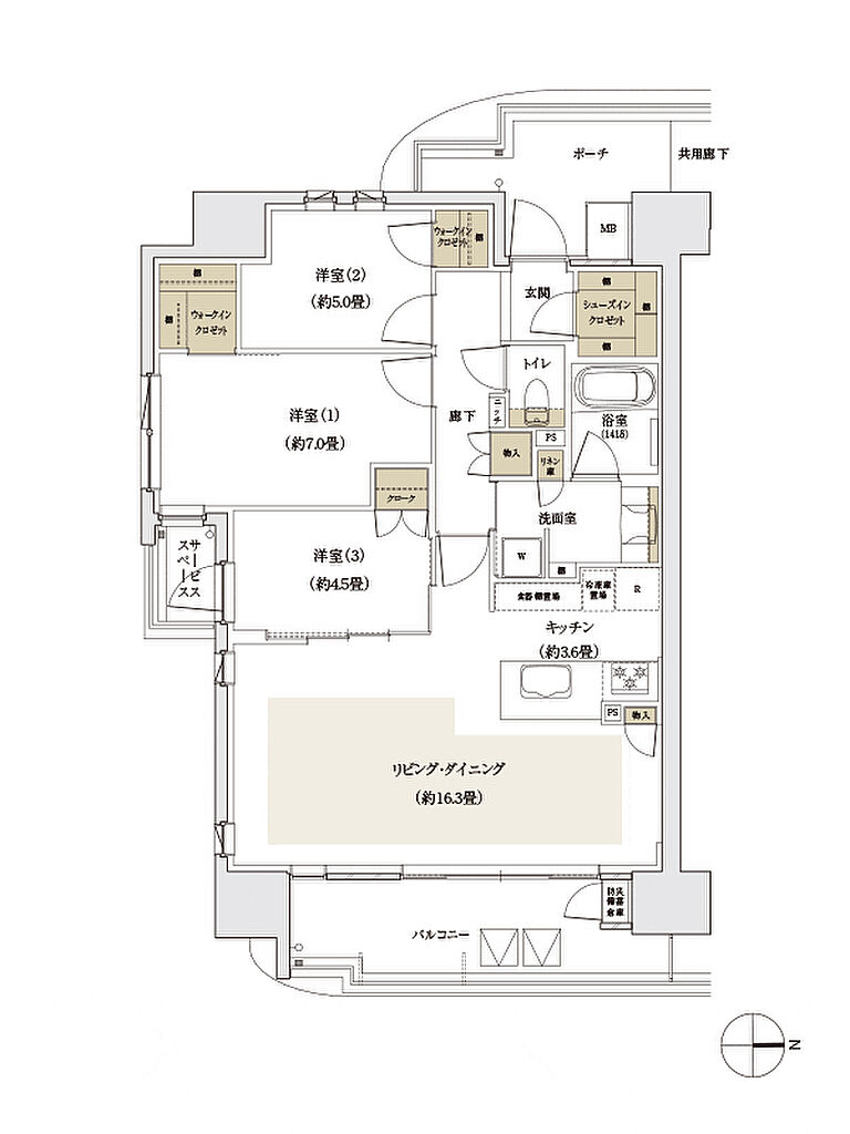 パークホームズ段原 間取り D