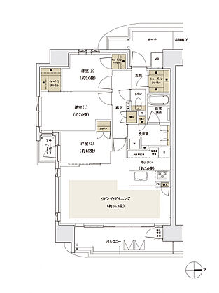 パークホームズ段原 間取り D