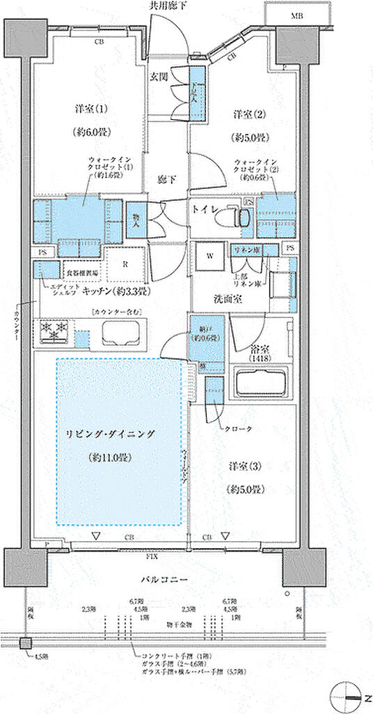 ＣＥＮＴＲＡＬ　ＡＩＲ　ＣＩＴＹ　ＲＥＳＩＤＥＮＣＥ　II 間取り H