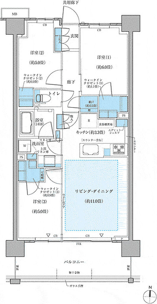 ＣＥＮＴＲＡＬ　ＡＩＲ　ＣＩＴＹ　ＲＥＳＩＤＥＮＣＥ　II 間取り B2