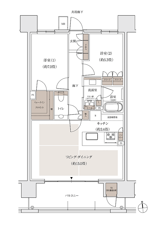 パークホームズ大濠公園ミッド 間取り C2