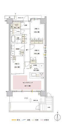 パークホームズ伊丹稲野ガーデンスクエア ステーションゲート 間取り 75Act【MENU PLAN1】