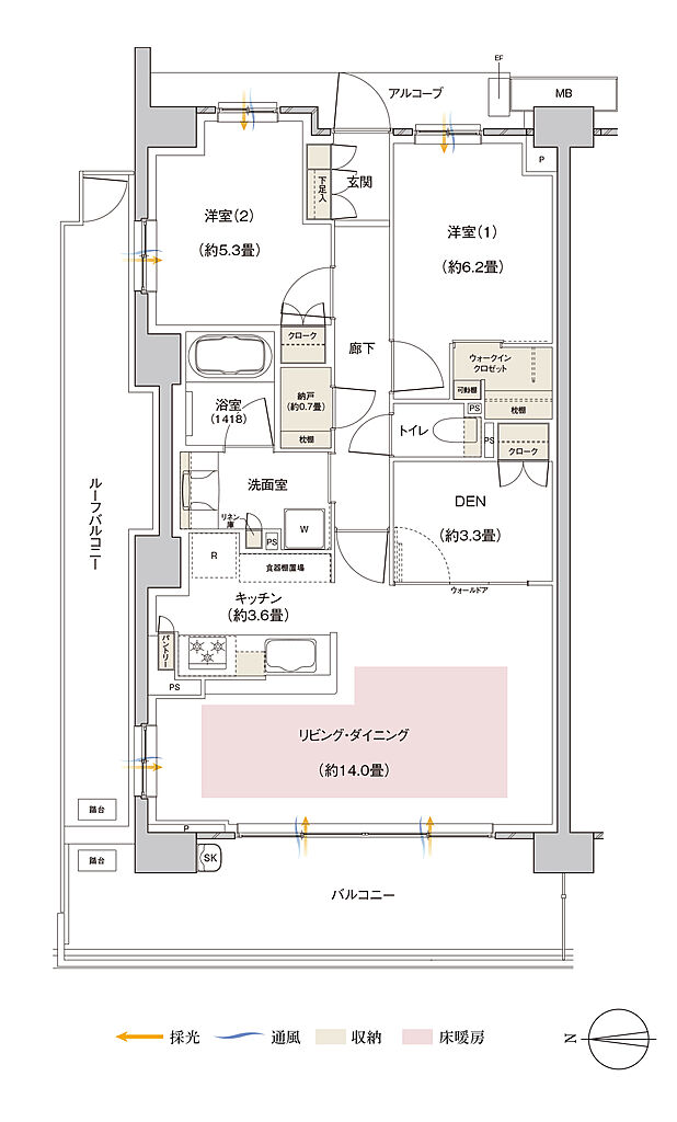 パークホームズ伊丹稲野ガーデンスクエア ステーションゲート 間取り 74Aar【MENU PLAN1】