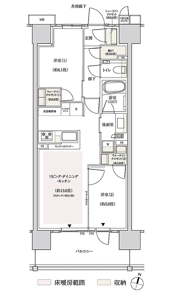パークホームズ横浜ミッドスクエア 間取り D1