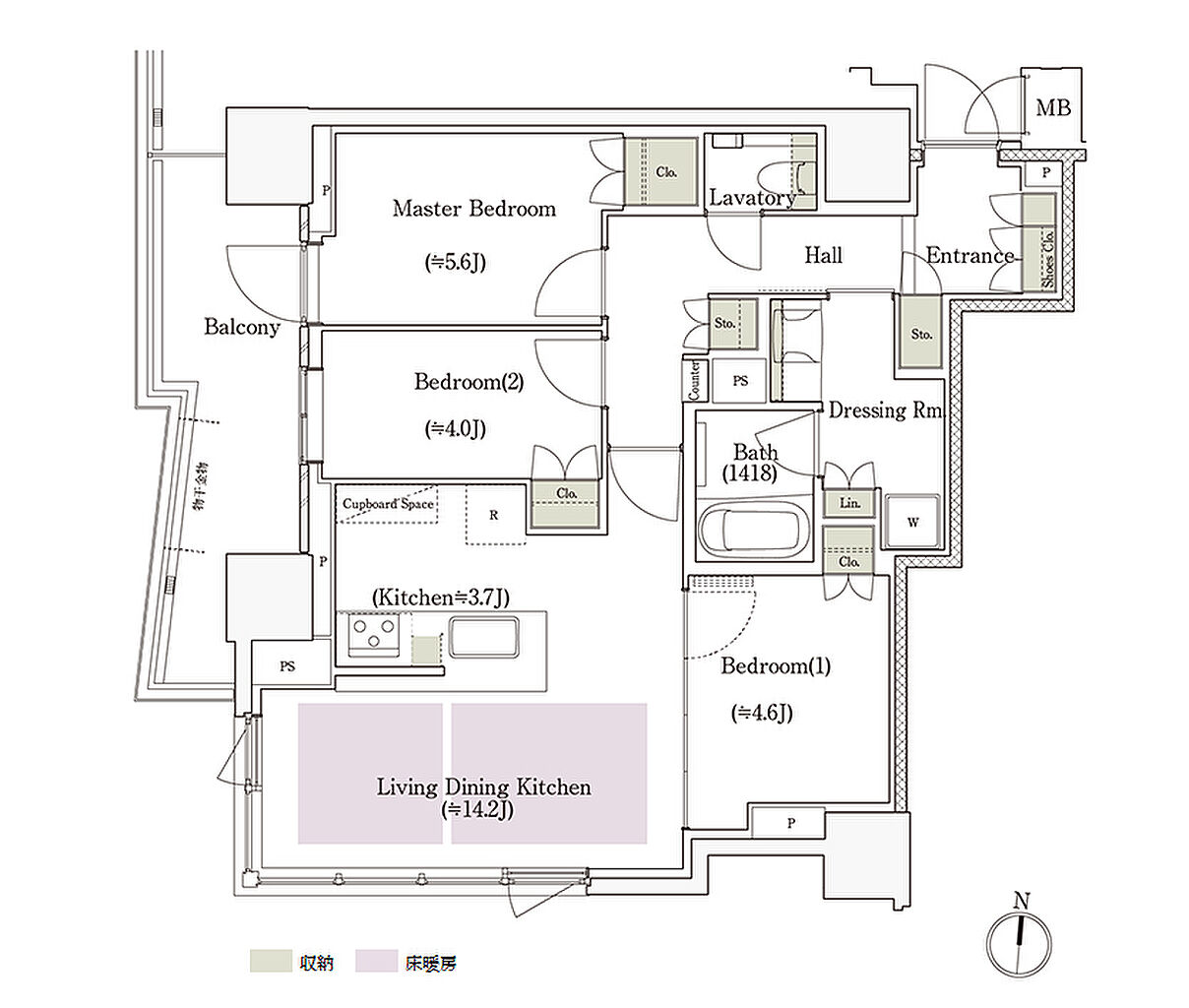 パークタワー栄 間取り S-70B
