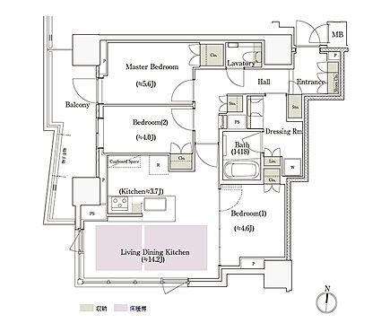パークタワー栄 間取り S-70B